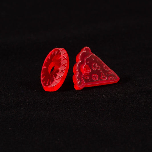 Pendientes pizza con piña Fluor Rojo