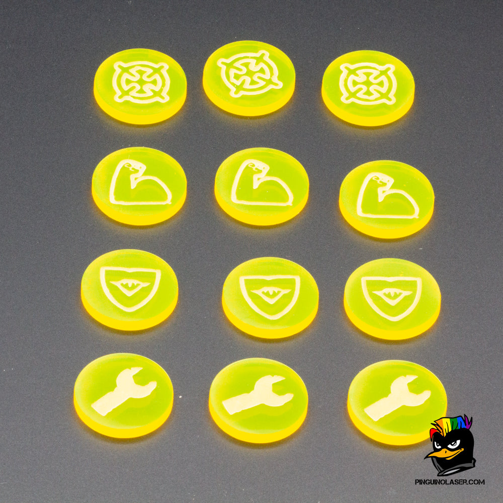 Pack tokens mutardos punkapocalyptic metacrilato amarilo