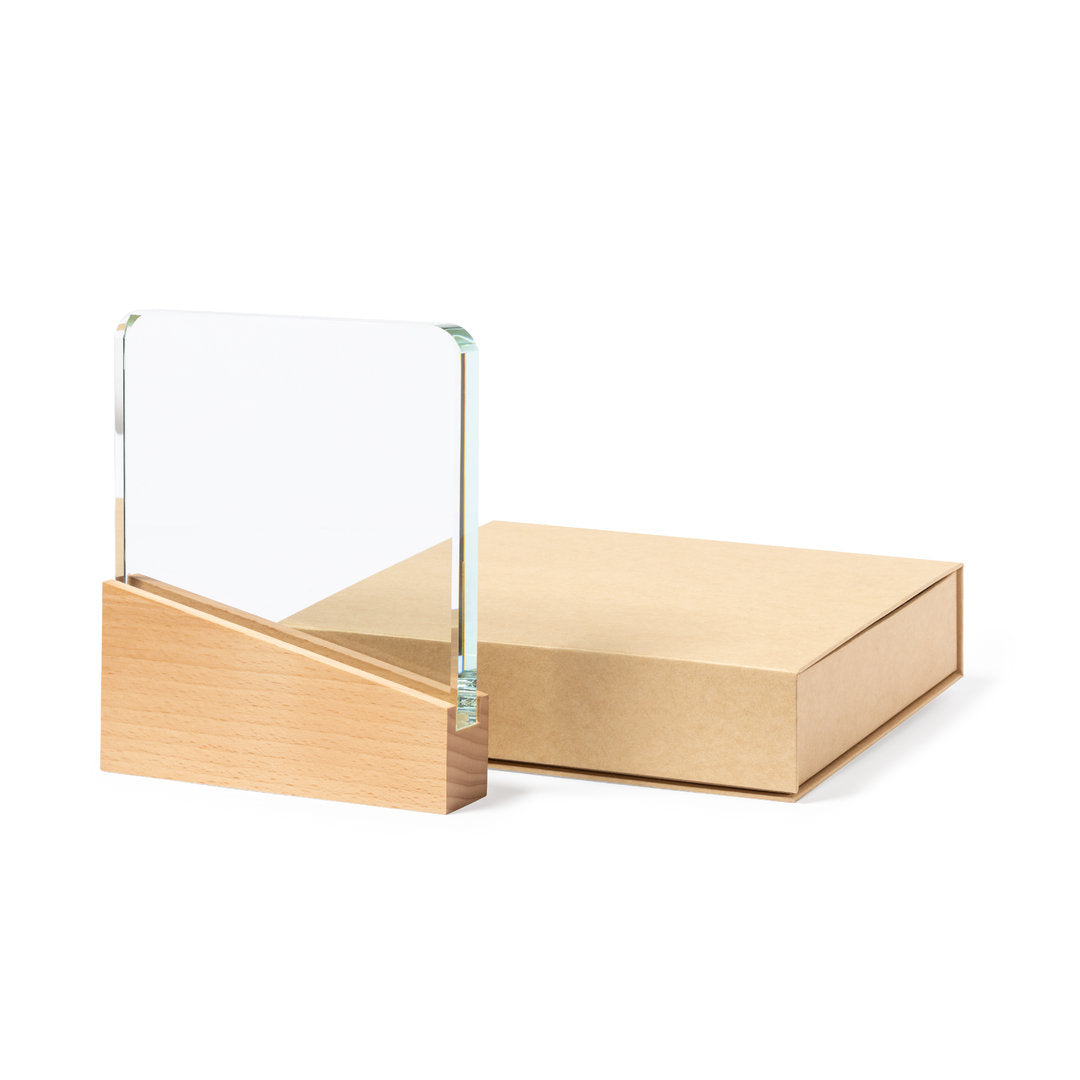 Trofeo cristal+madera recto