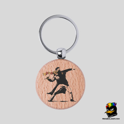 Printed Natural Wood Keychain
