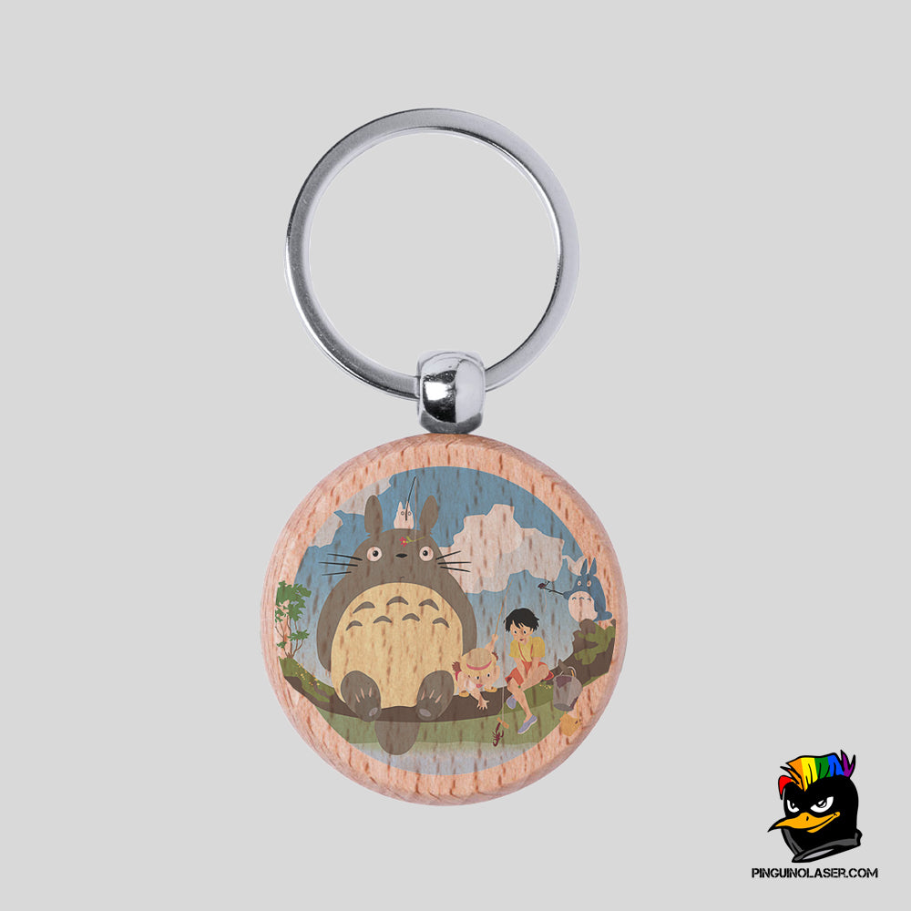 Printed Natural Wood Keychain