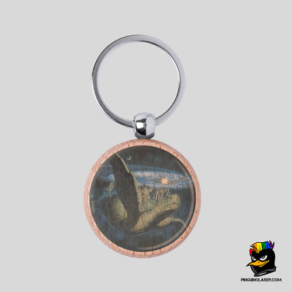 Printed Natural Wood Keychain