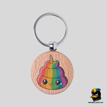 Printed Natural Wood Keychain