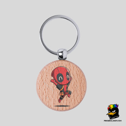 Printed Natural Wood Keychain