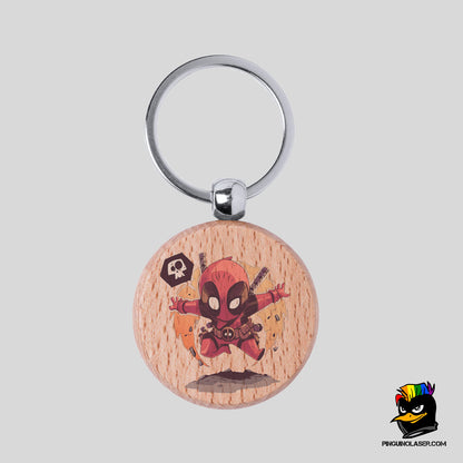 Printed Natural Wood Keychain