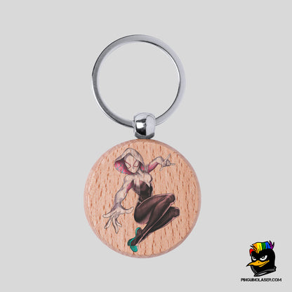 Printed Natural Wood Keychain