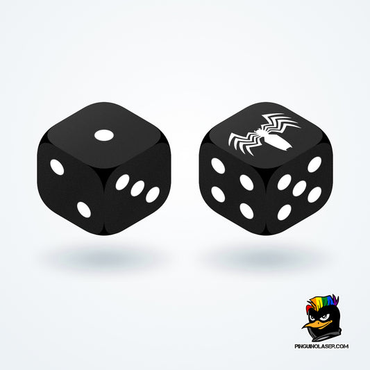 Dado Spider-Man negro con símbolo blanco