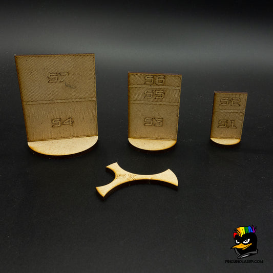 Foto de conjunto de las Siluetas Infinity en madera de DM.