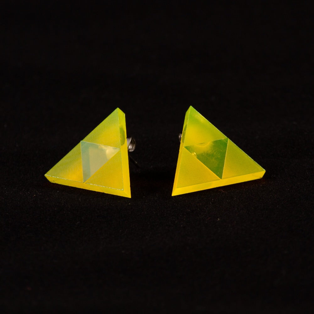 Pendientes Trifuerza Zelda Fluor Amarillo