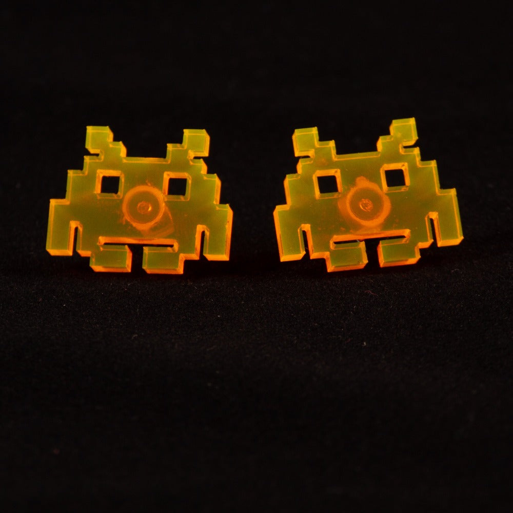 Pendientes Space Invaders Fluor naranja