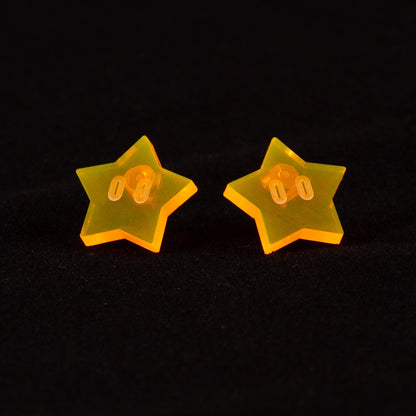 Pendientes estrellas Mario Bros Fluor Naranja