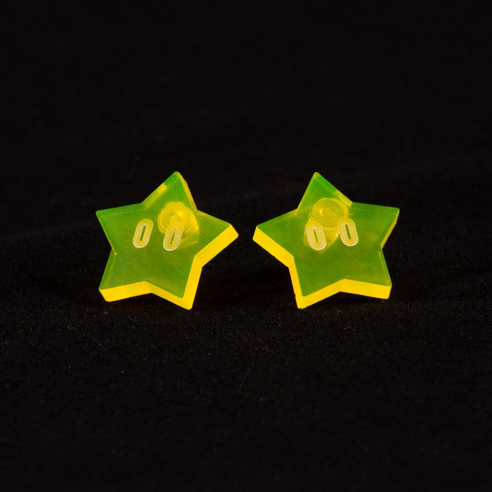Pendientes estrellas Mario Bros Fluor Amarillo