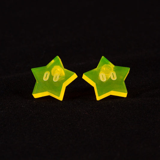 Pendientes estrellas Mario Bros Fluor Amarillo