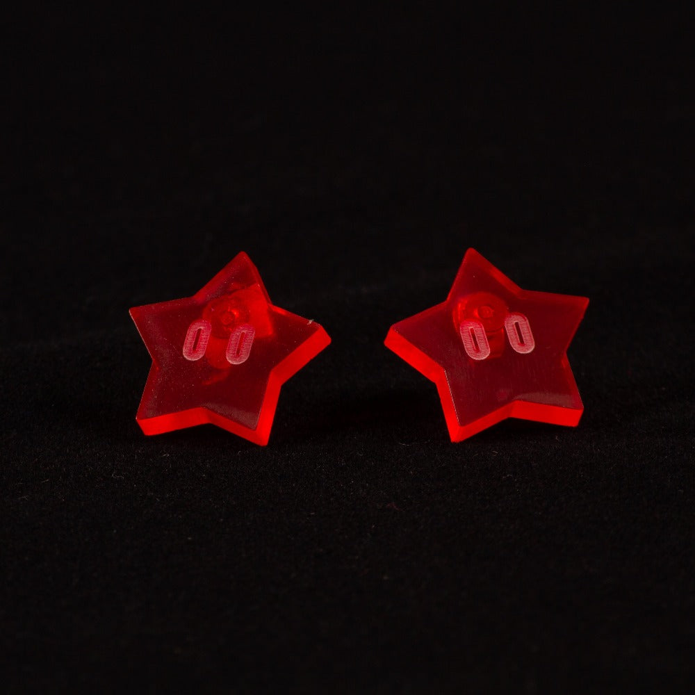 Pendientes estrellas Mario Bros Fluor Rojo