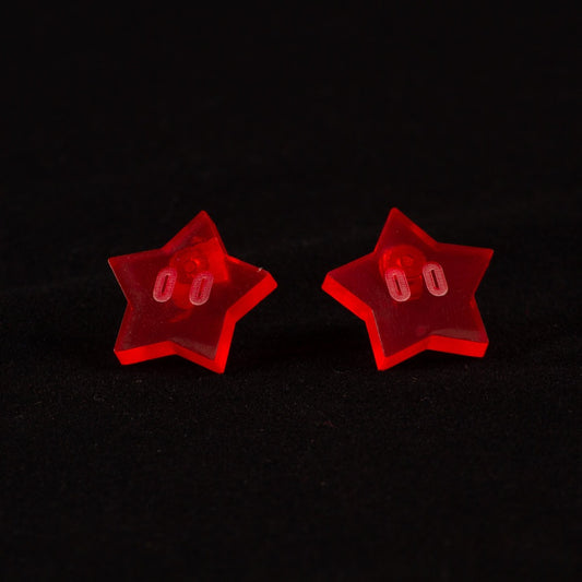 Pendientes estrellas Mario Bros Fluor Rojo