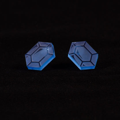 Pendientes Rupias Zelda Fluor Azul grabado interior
