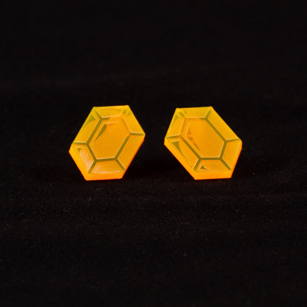Pendientes Rupias Zelda Fluor naranja grabado interior