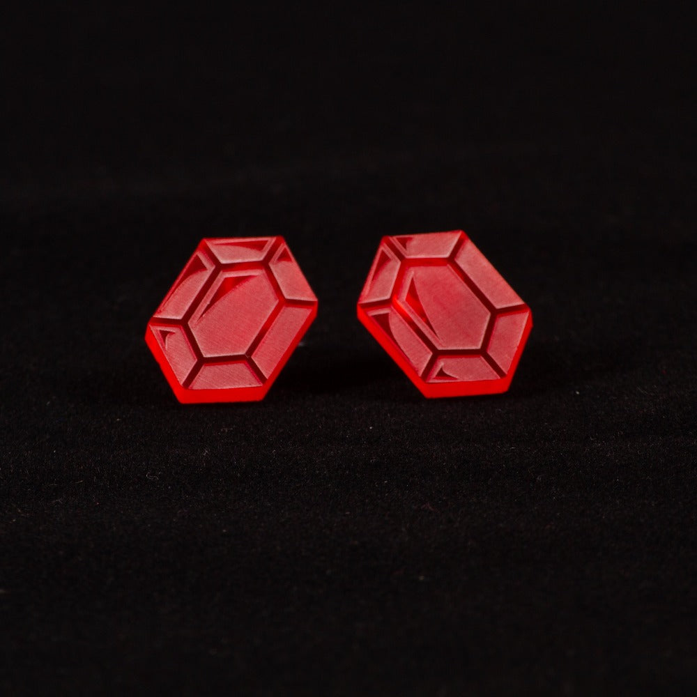Pendientes Rupias Zelda Fluor Rojo grabado interior