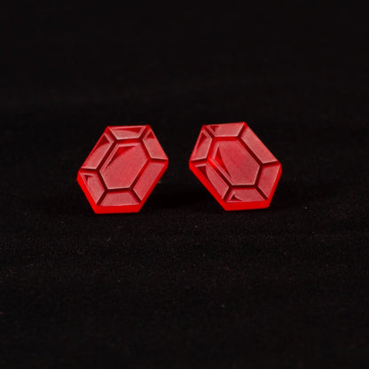 Pendientes Rupias Zelda Fluor Rojo grabado interior