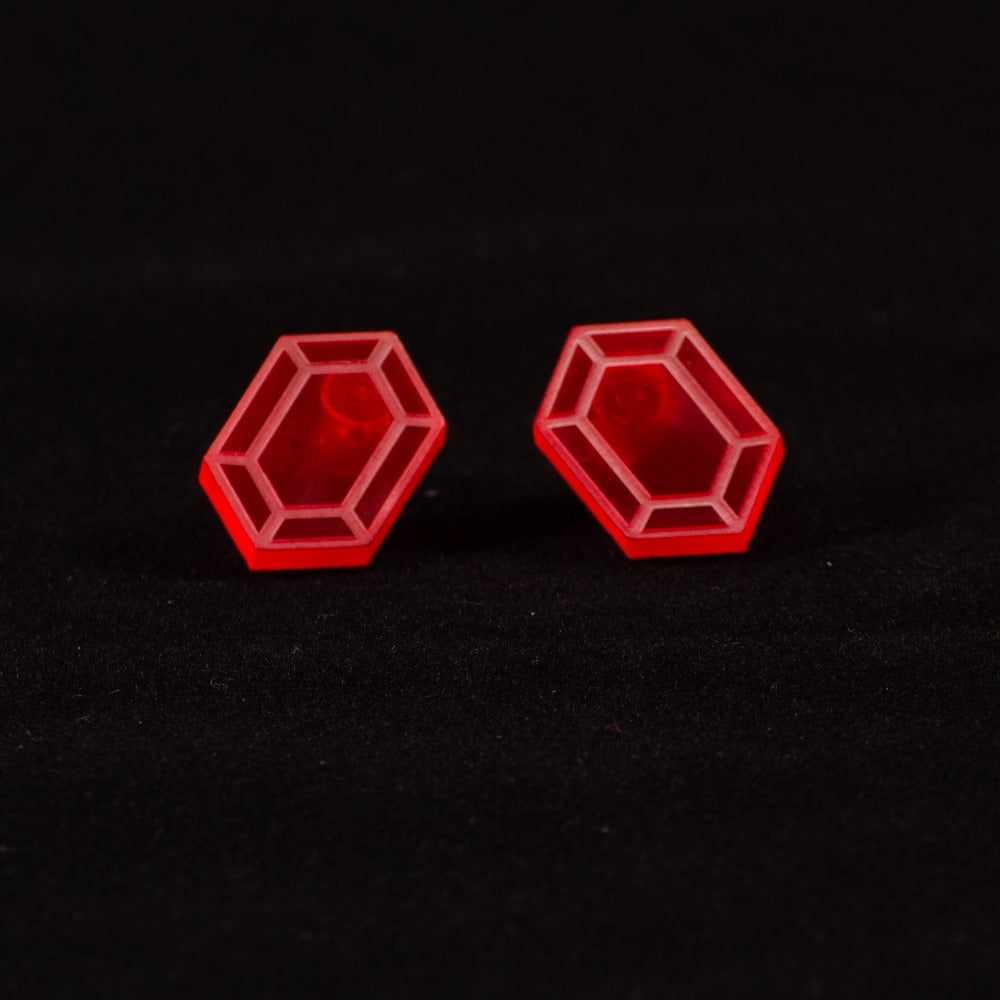Pendientes Rupias Zelda Fluor Rojo grabado limpio