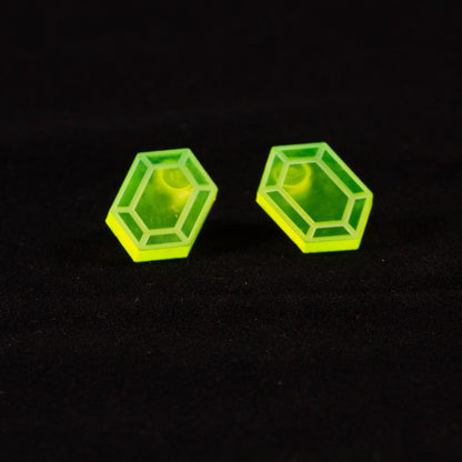 Pendientes Rupias Zelda Fluor Verde grabado limpio