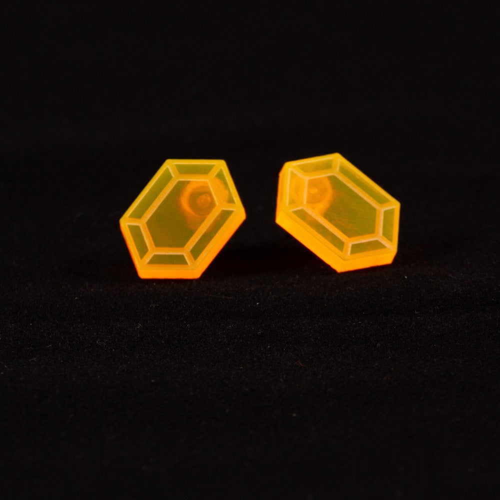 Pendientes Rupias Zelda Fluor naranja grabado limpio