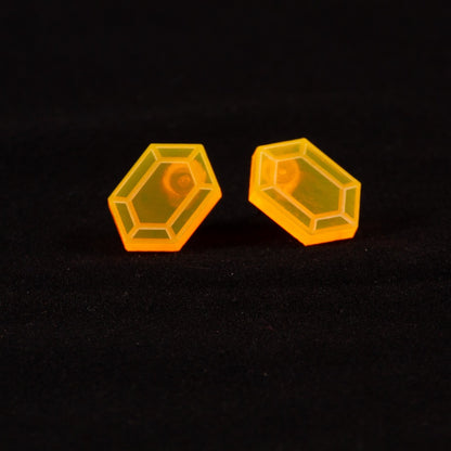 Pendientes Rupias Zelda Fluor naranja grabado limpio