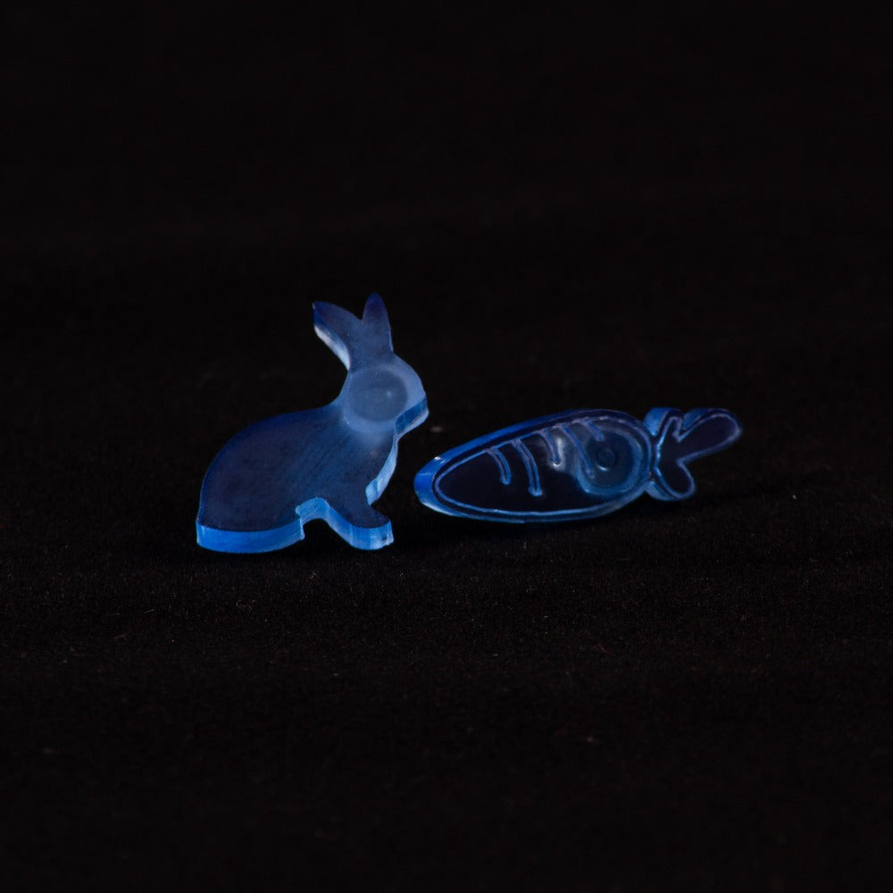 Pendientes conejo y zanahoria Fluor Azul