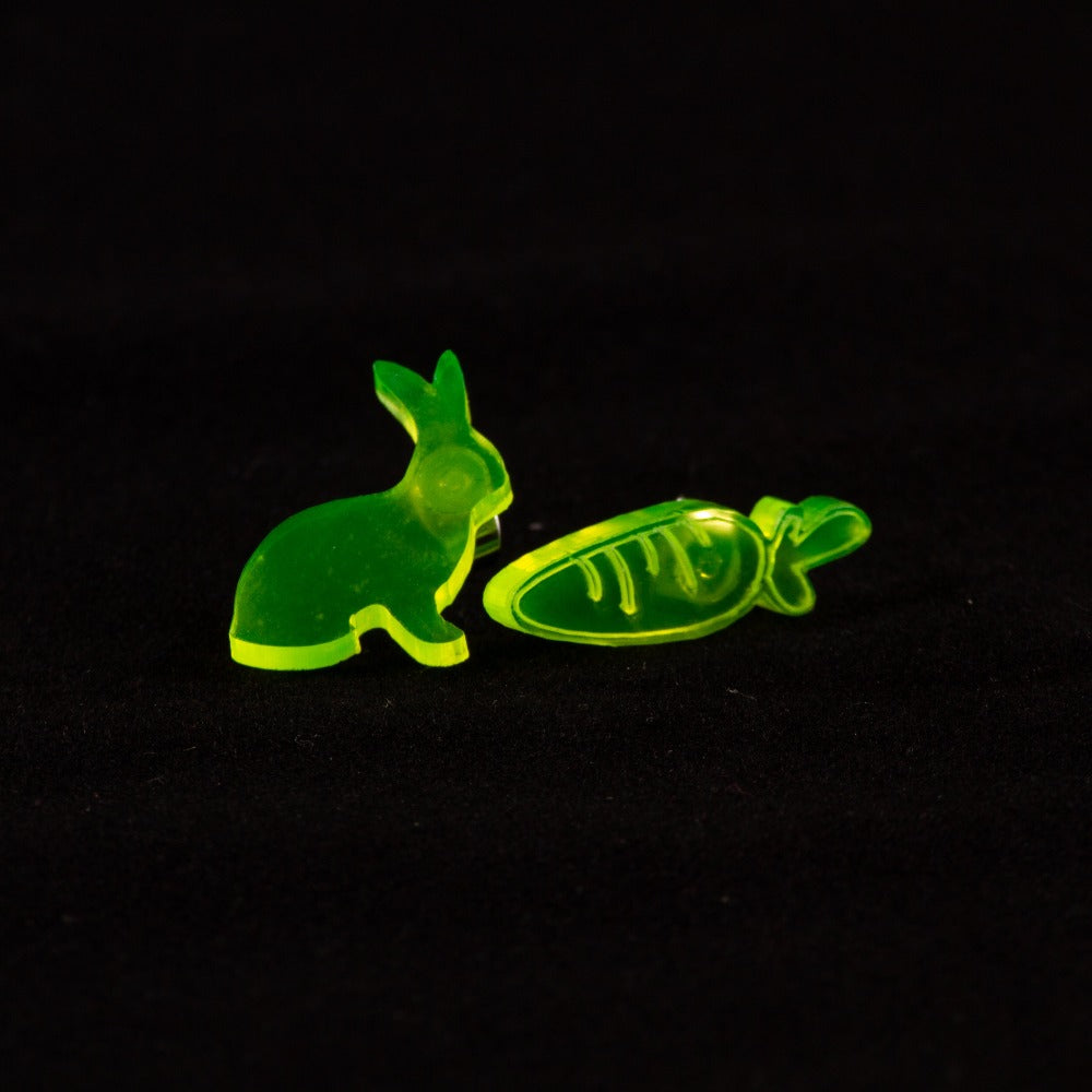 Pendientes conejo y zanahoria Fluor Verde