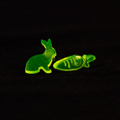 Pendientes conejo y zanahoria Fluor Verde
