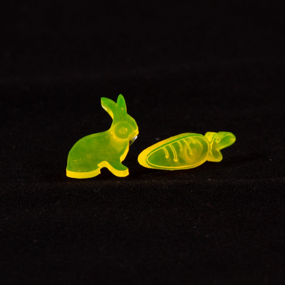 Pendientes conejo y zanahoria Fluor Amarillo