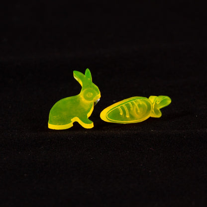 Pendientes conejo y zanahoria Fluor Amarillo
