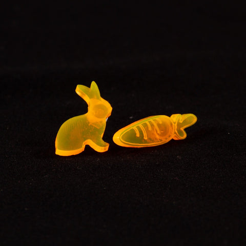 Pendientes conejo y zanahoria Fluor Naranja