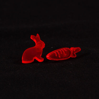 Pendientes conejo y zanahoria Fluor Rojo
