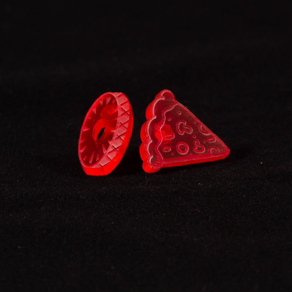 Pendientes pizza con piña Fluor Rojo