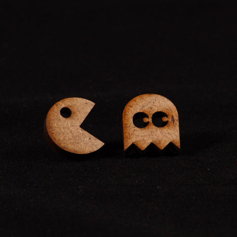 Pendientes Pac-Man en madera