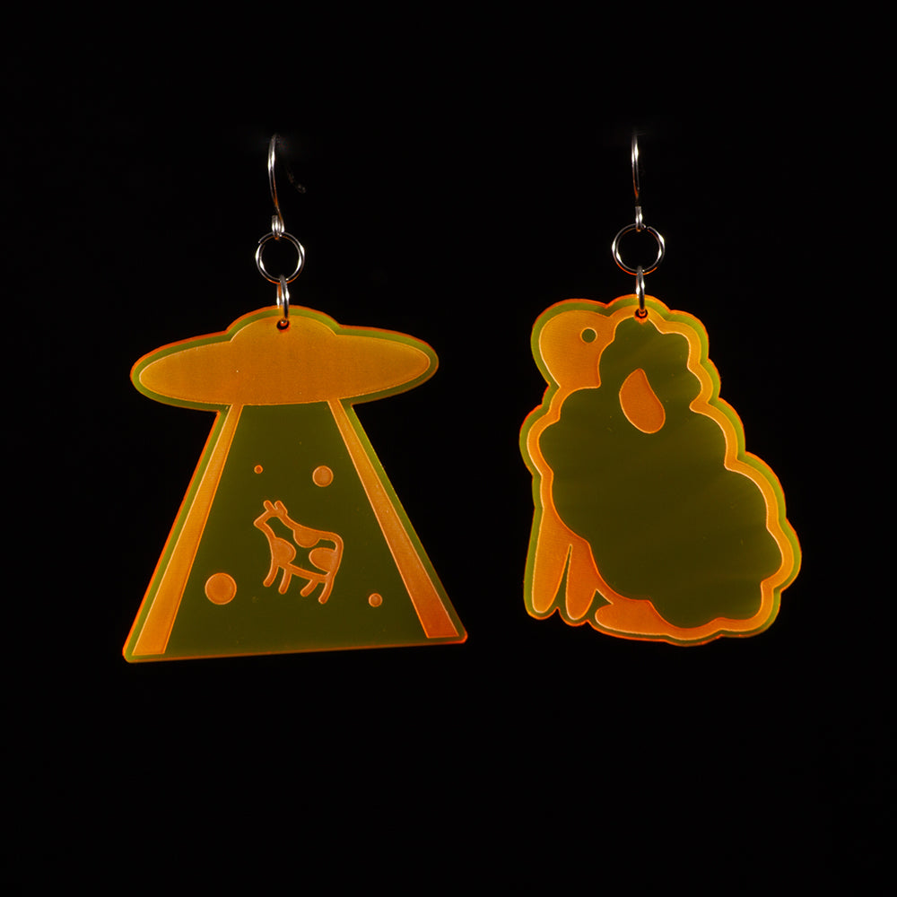 Pendientes Ovni Fluor Naranja