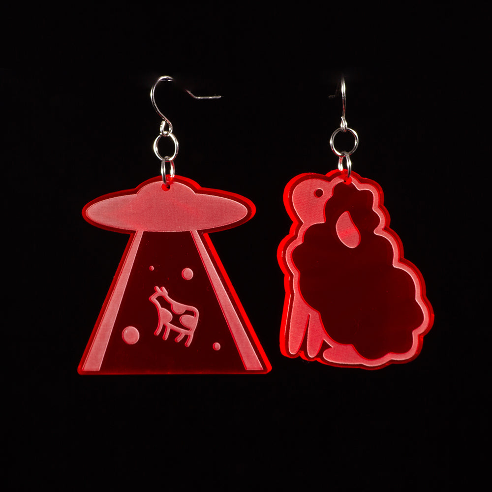 Pendientes Ovni Fluor Rojo