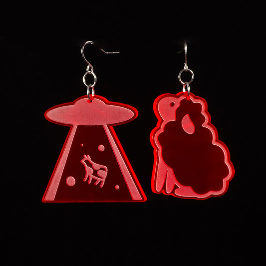 Pendientes Ovni Fluor Rojo