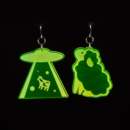 Pendientes Ovni Fluor Verde