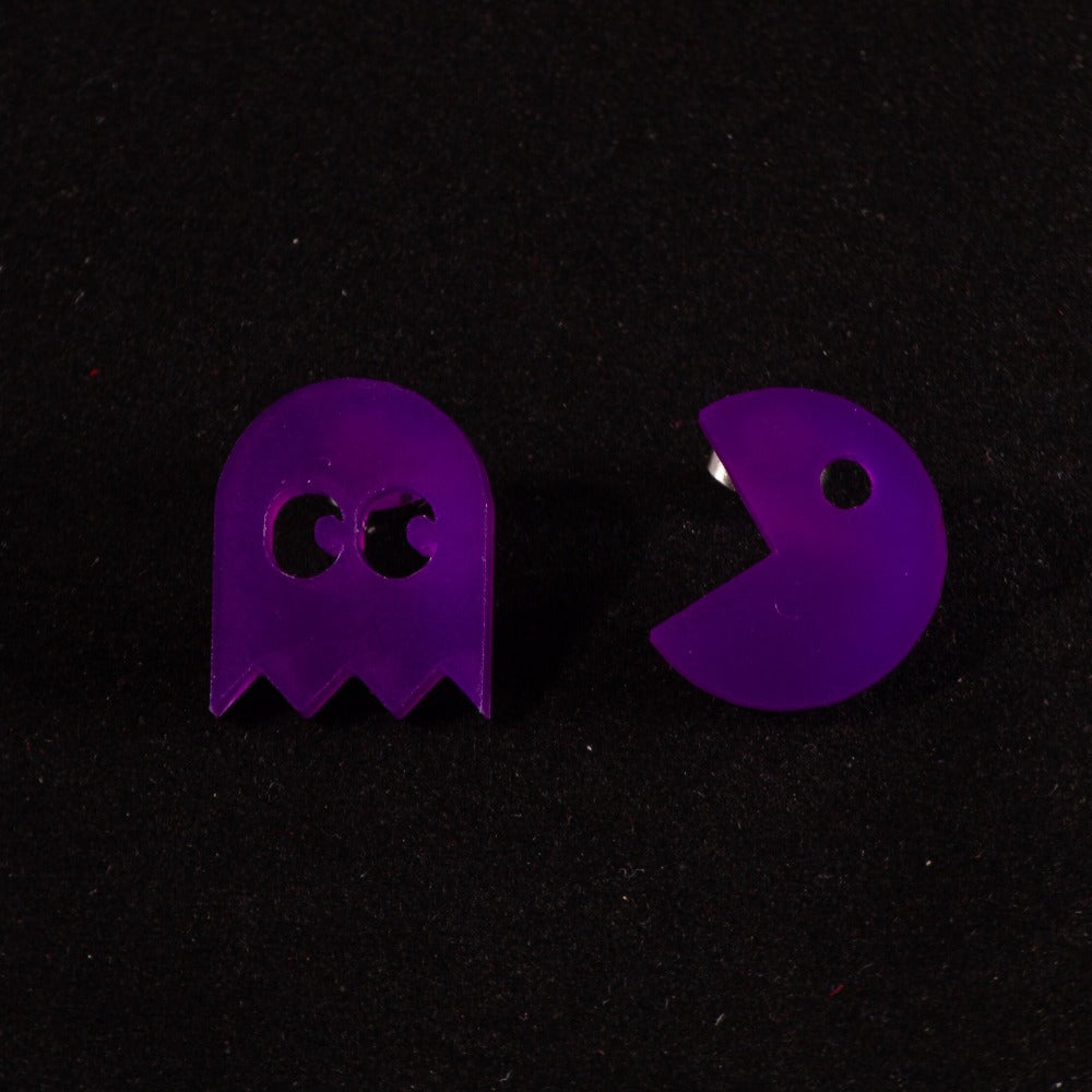 Pendientes Pac-man color sólido Morado