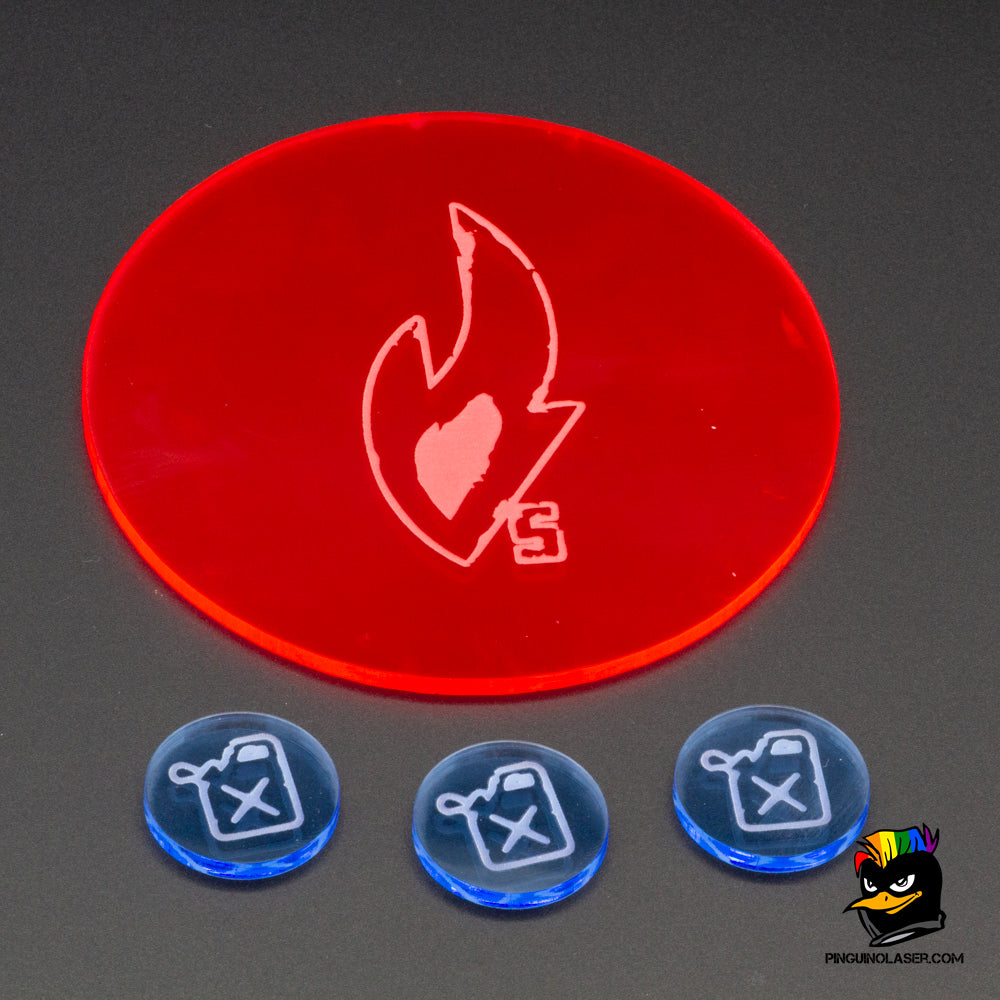 pack tokens incendiaria punkapocalyptic metacrilato rojo y azul