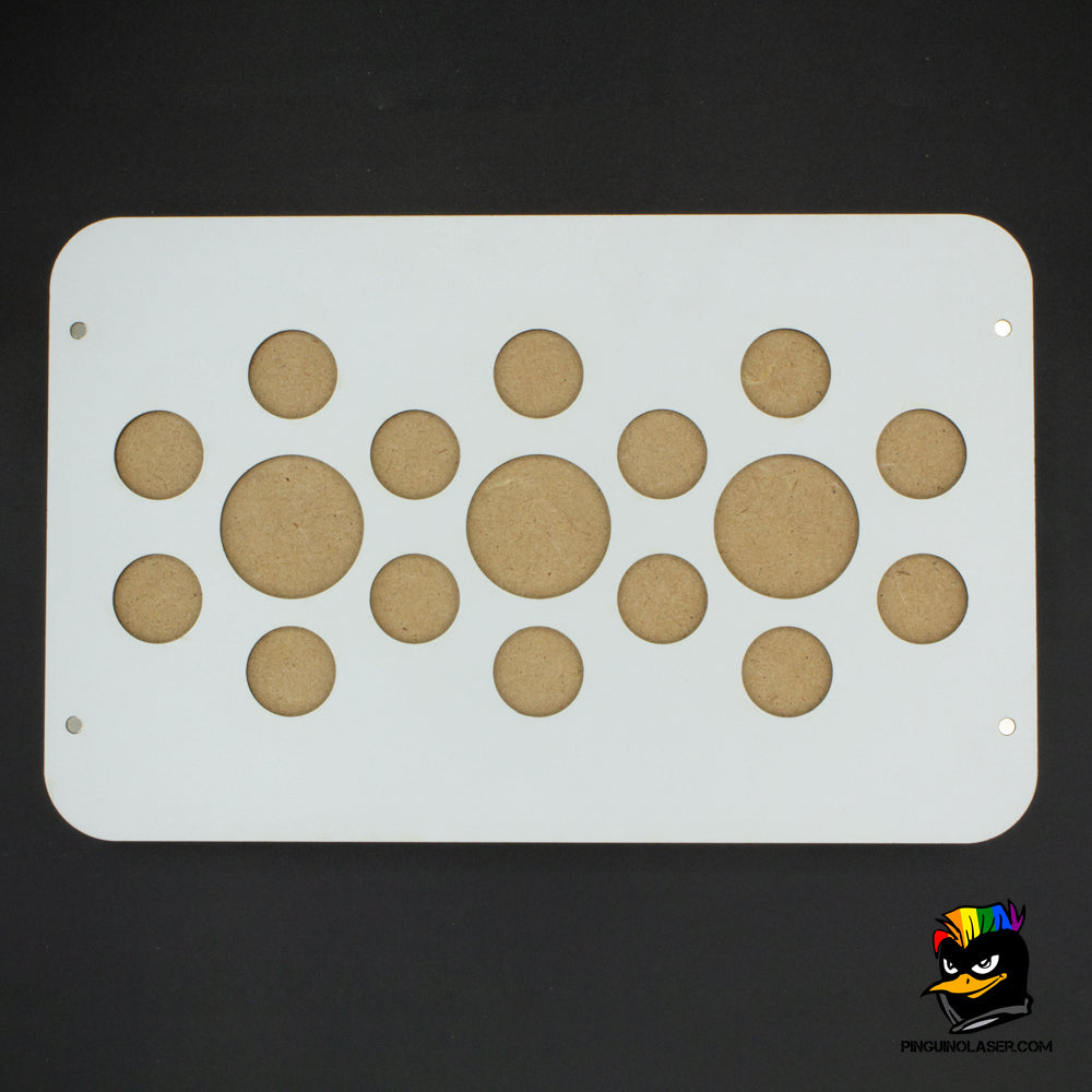 Tapa de la bandeja blanca porta tokens Punkapocalyptic, por la parte de abajo donde se ven los 17 espacios para colocar las miniaturas. Tres de ellos para miniaturas de 40mm. 