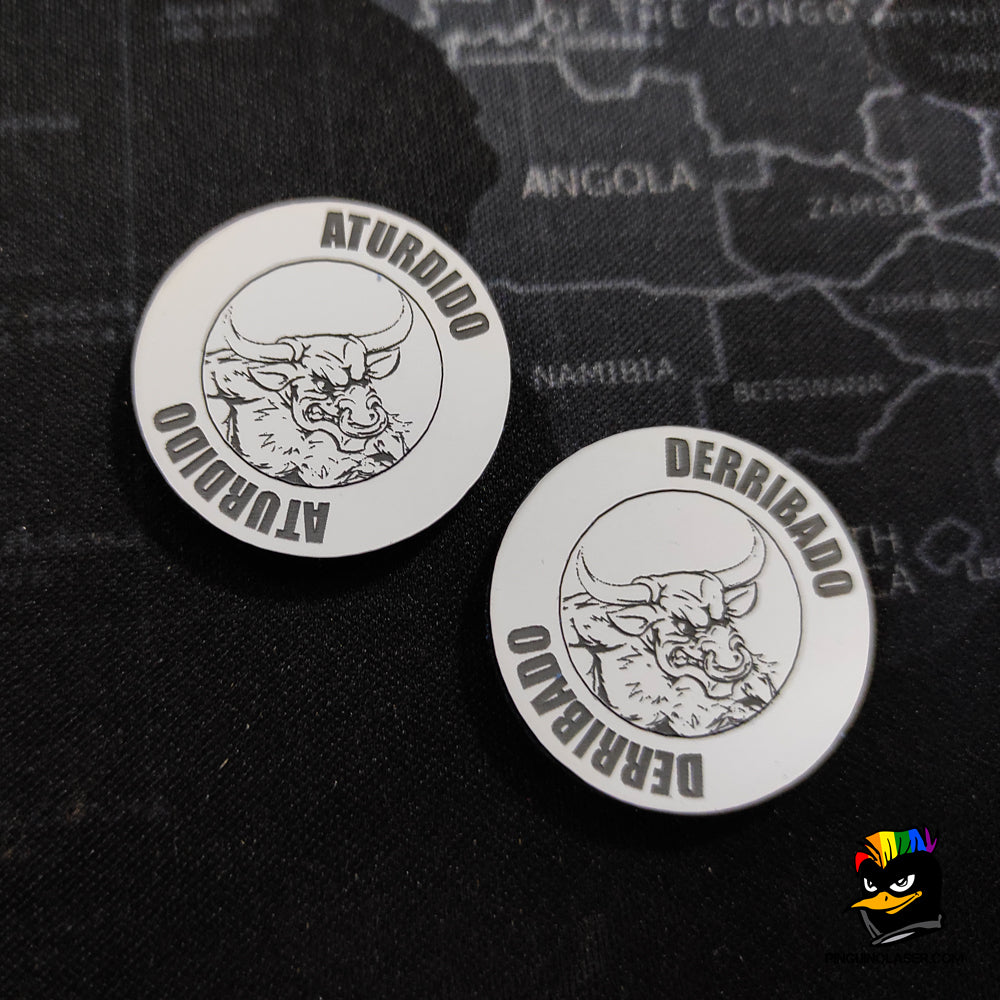 moneda Aturdido Derribado metacrilato blanco