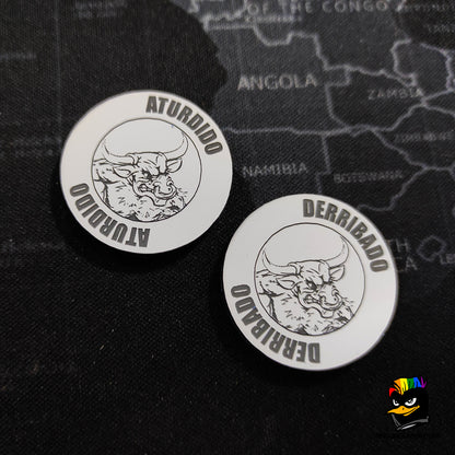 moneda Aturdido Derribado metacrilato blanco