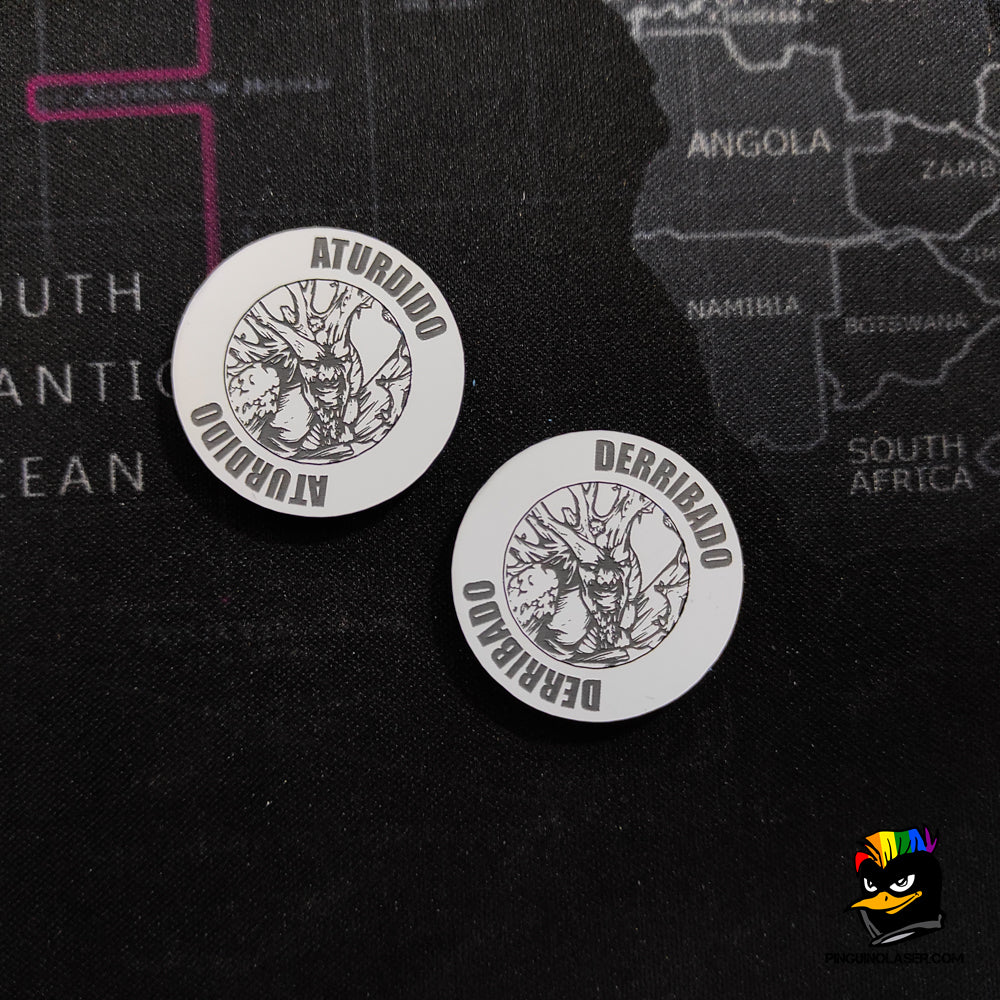 moneda Aturdido Derribado metacrilato blanco