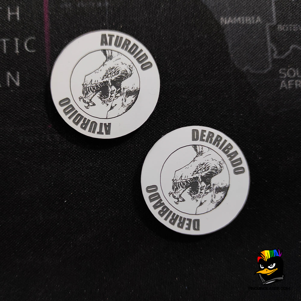 moneda Aturdido Derribado metacrilato blanco