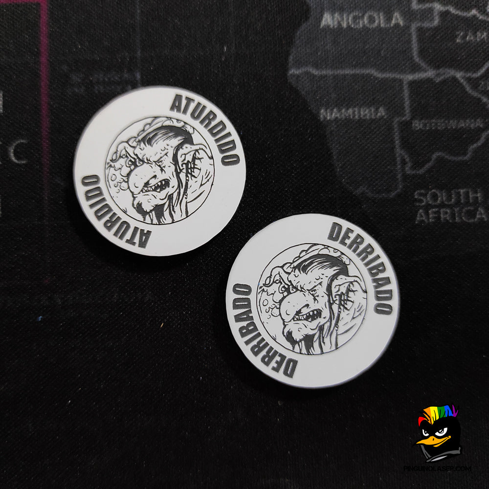 moneda Aturdido Derribado metacrilato blanco