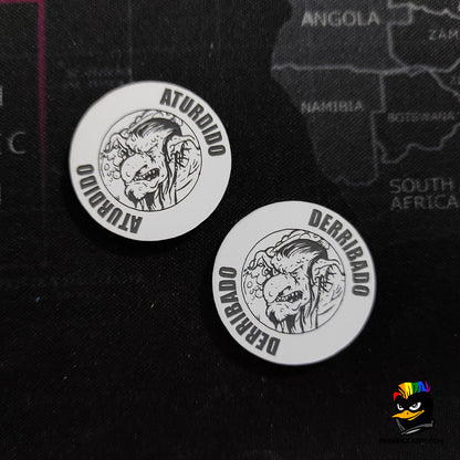 moneda Aturdido Derribado metacrilato blanco