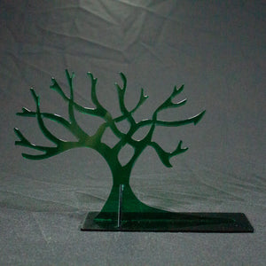 Joyero en forma de árbol sin hojas en metacrilato verde oscuro. 